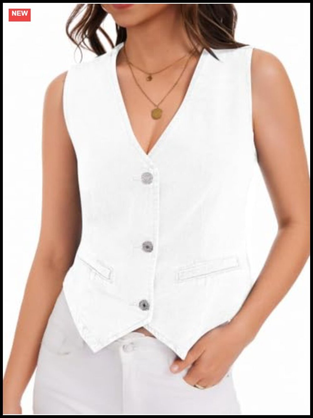 Womens Denim Vest Sleeveless Button Crop Jean Top Country Concert